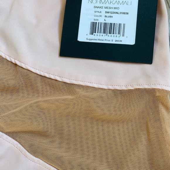 Norma Kamali One-shoulder Mesh-Panel Snake Swimsuit In Blush Sz L - Picture 7 of 8